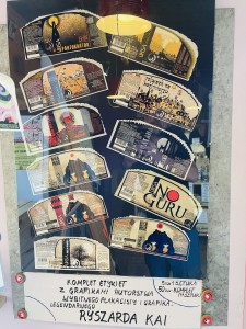 Zestaw etykiet z grafikami Ryszarda Kai